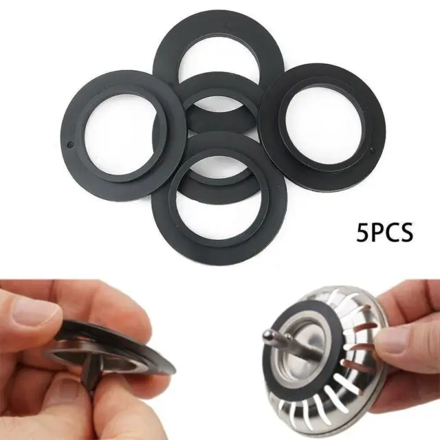 5Pcs Rubber Seal Basket Strainer Plug Gasket Replacement Washer Sink Drainer