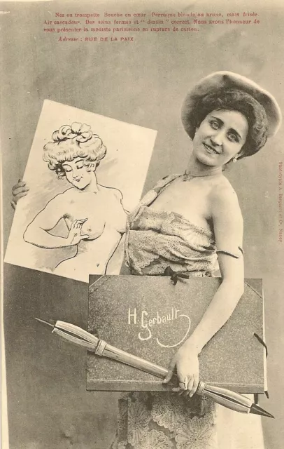 Carte Postale Bergeret Fantaisie Femme Artiste Peintre Rue De La Paix