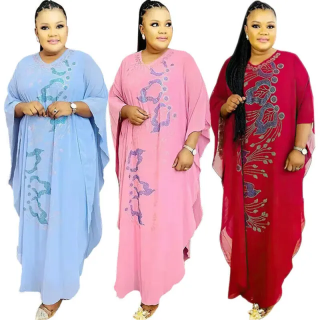 Moroccan Kaftan African Dashiki Dubai Abaya Women Loose Maxi Dress Muslim Robe