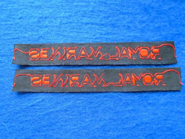 A Pair Wwii Royal Marines Cash Tape Shoulder Titles 3