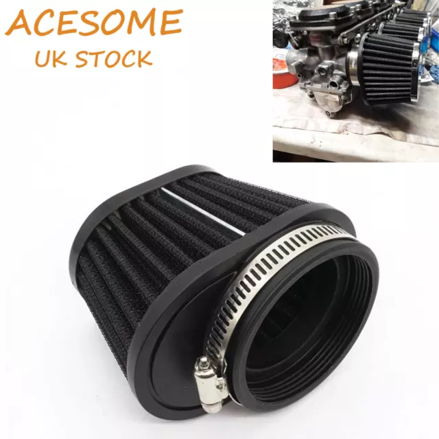 60mm Air High Flow Cone Filter Pod Cleaner Black Fit For Motorcycle ATV Scooter