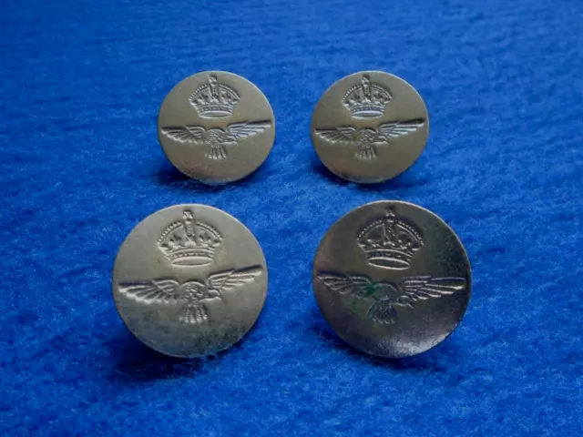 4 X Wwii Royal Air Force, Raf Chrome 23Mm Flat Style Buttons, Gaunt London