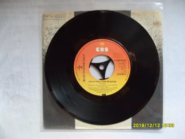 Blue Oyster Cult (Don't Fear ) The Reaper Cbs Records Uk 7" Vinyl Single Record
