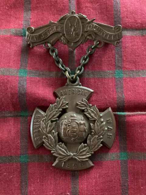 Rare 1898 Spanish American War New Jersey Volunteer  Medal