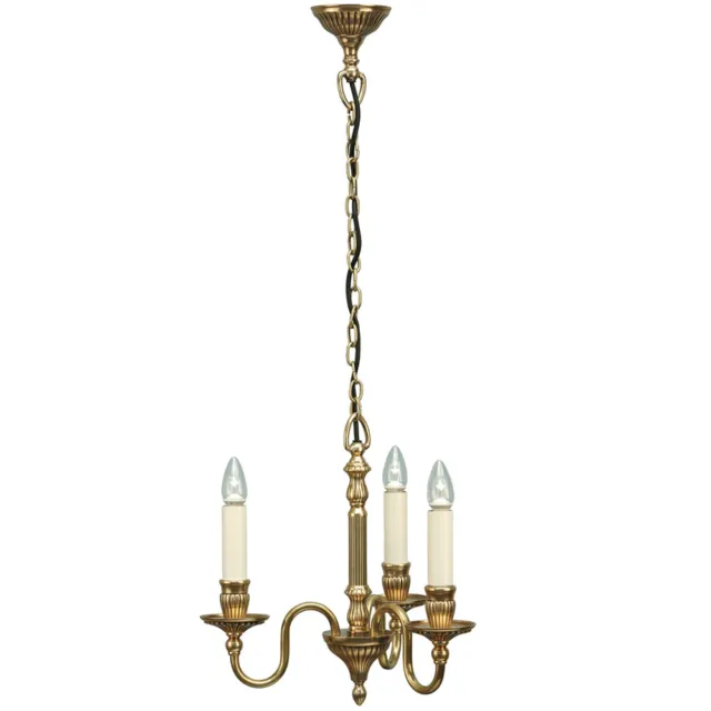 Opulent Hanging Ceiling Pendant Light Solid Brass Gloss Ivory 3 Lamp Chandelier