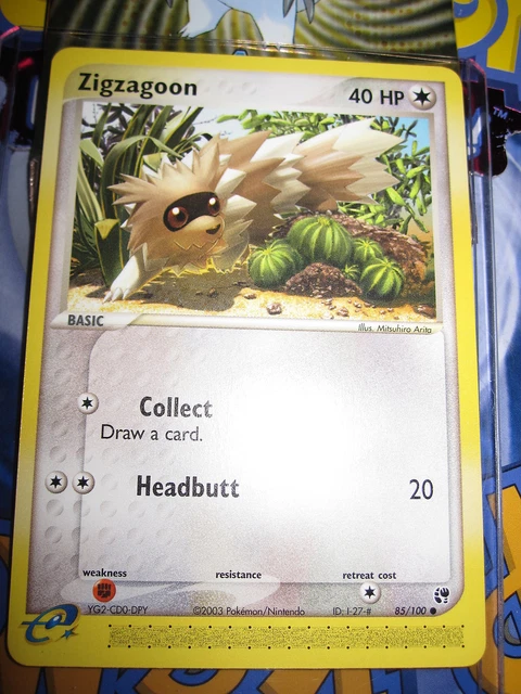 Pokemon Mint (◕‿◕✿) Ex Sandstorm English Zigzagoon 85/100 Com 1St Edition (2003)