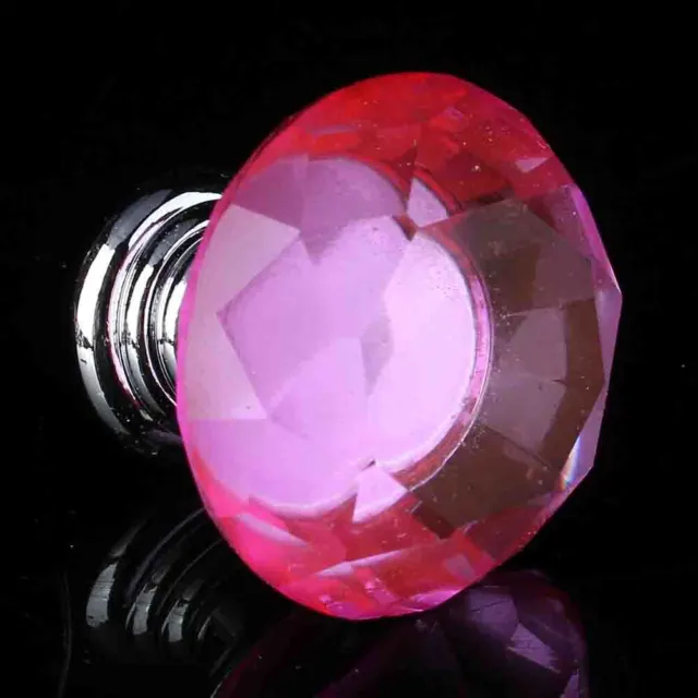 10Pcs 30Mm Pink Crystal Glass Door Knobs For Drawer Cabinet Kitchen (Boutons De
