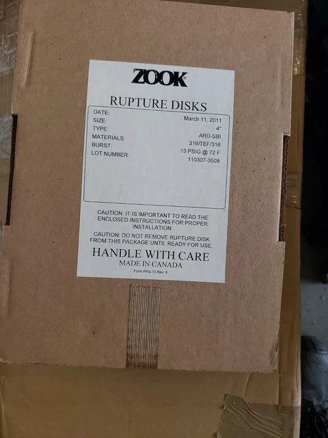 Zook 4 inch Rupture Disk