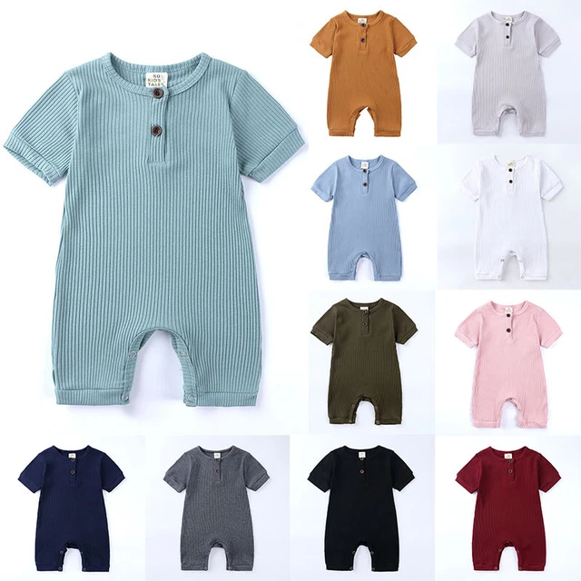 Summer Newborn Baby Boy Girl Solid Romper Bodysuit Jumpsuit Sunsuit Outfits