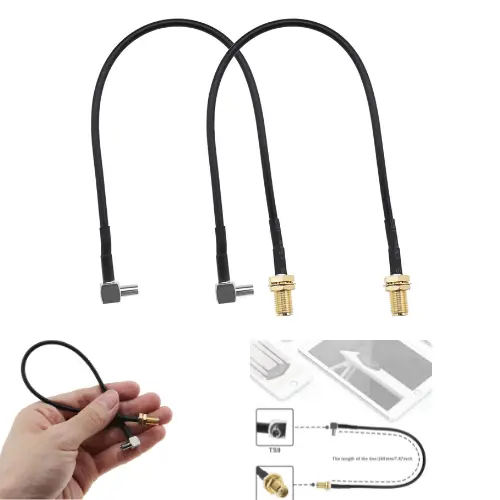 2x SMA Female to TS9 Male Right Angle Antenna Adapter Cables Pigtail Coaxial Low