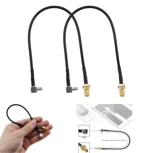 2x SMA Female to TS9 Male Right Angle Antenna Adapter Cables Pigtail Coaxial Low