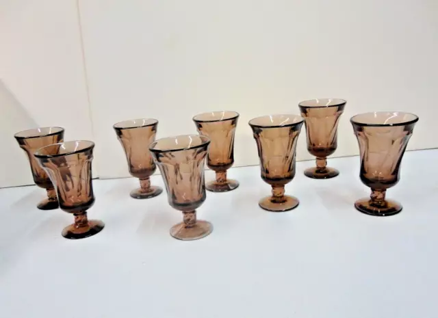 Set of 8 FOSTORIA 4 5/8" Jamestown Brown Juice Glasses Goblets