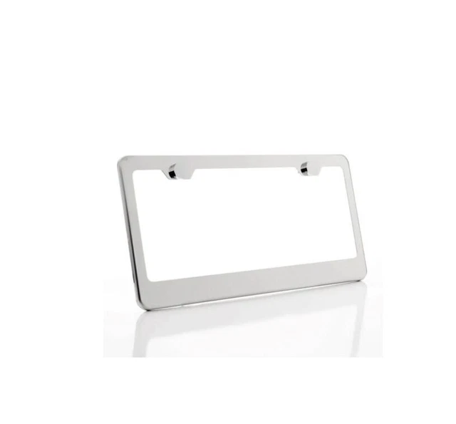 Car License Plate Frame Cover Hood Rear Wide Bottom Silver Chrome For Bmw