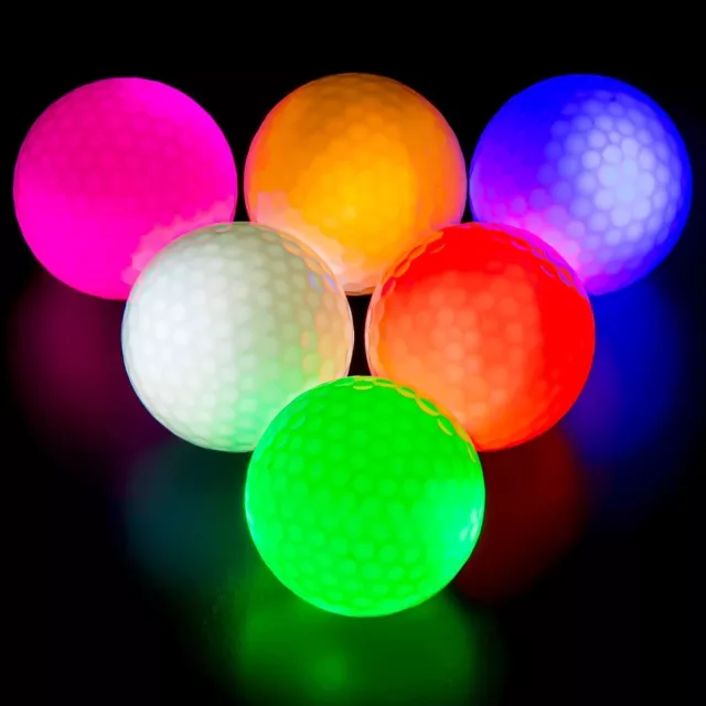 1-12PCS LED Golf Balls Light Up Night Sports Dark Bright Glowing Outdoor Balls 2