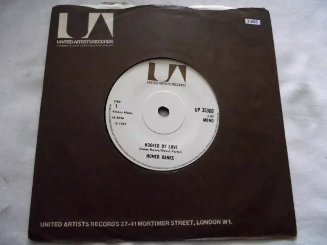 HOMER BANKS ~ HOOKED BY LOVE ** Early UK Reissue UNITED ARTISTS 7" Northern Soul