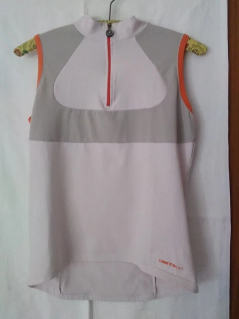 Castelli Trikot Damen ärmellos weiß grau Gr. L 
