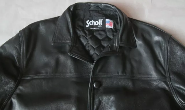 Cappotto auto in pelle Schott Made in USA 46 134 pelle ciottolata nera