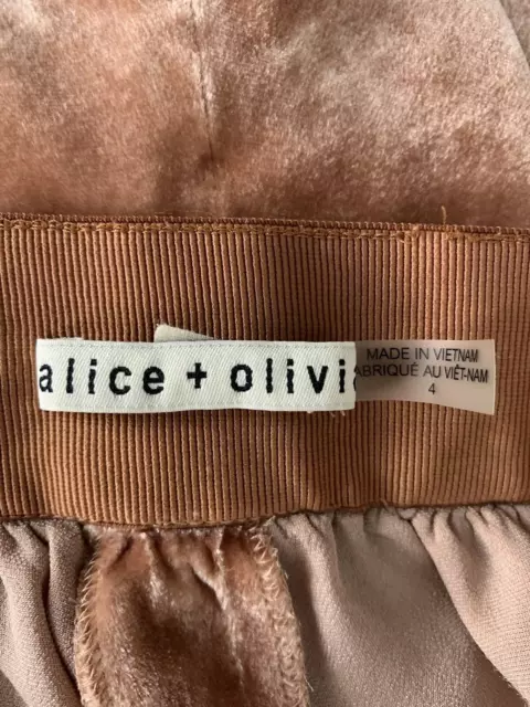 Alice And Olivia Womens Pants 4 Pull On Wide Leg Velvet Velour Racquel 2