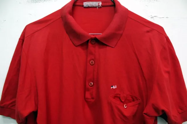 FILA Polo Taglia 50 Uomo T-Shirt Maglietta Maglia Cotone Rosso Man Logo 2