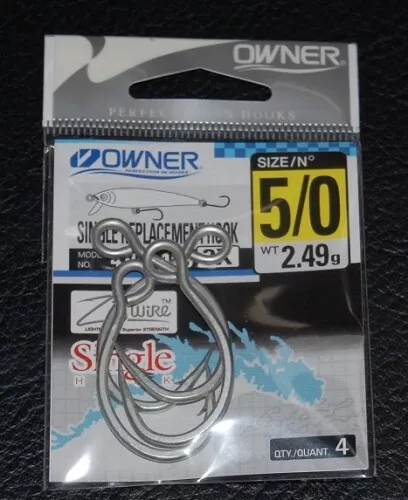 3 PACK OWNER Single Replacement Hooks XXX-Strong Size 9/0 Zo-Wire