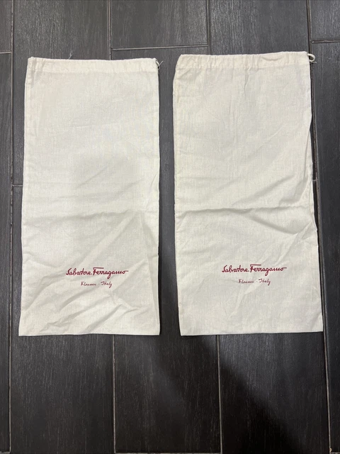 SALVATORE FERRAGAMO Drawstring Shoe Dust Bag 16.5”X 8"  Set Of 2