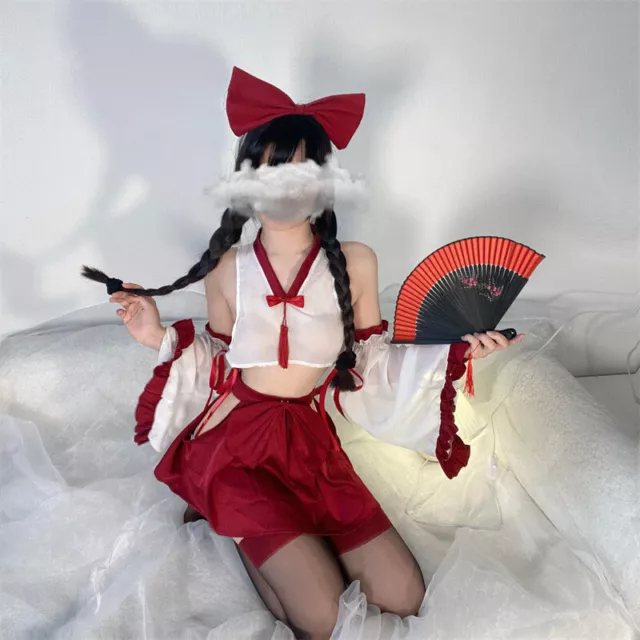 Sexy Women Lingerie Set Cosplay Japanese Kimono Maid Lace Top Costume Uniform M