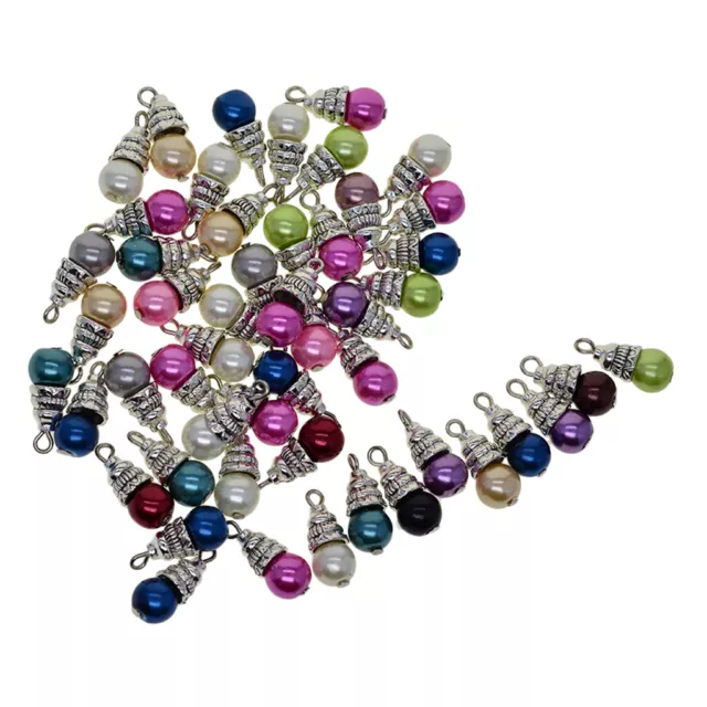 50 Stück Mischfarbe baumeln runde Perlen Anhänger Glas Perlen DIY Schmuck