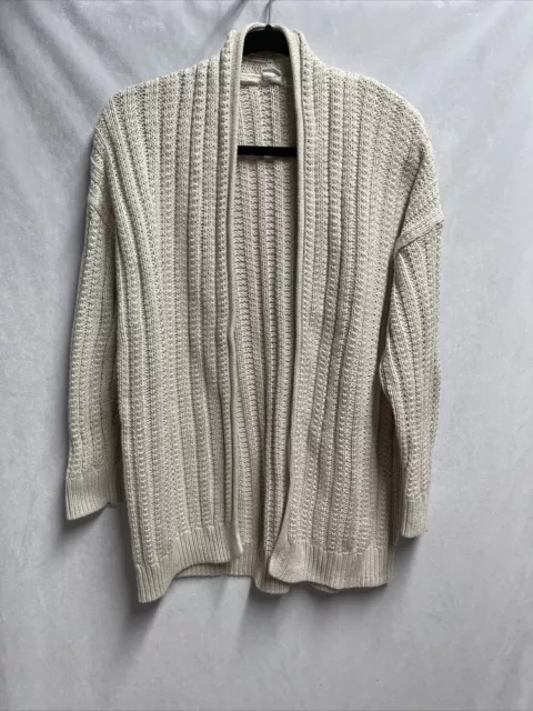 Gap Chunky Knit Cream Cardigan Open Front Knit Cottage Core Boho Size XL