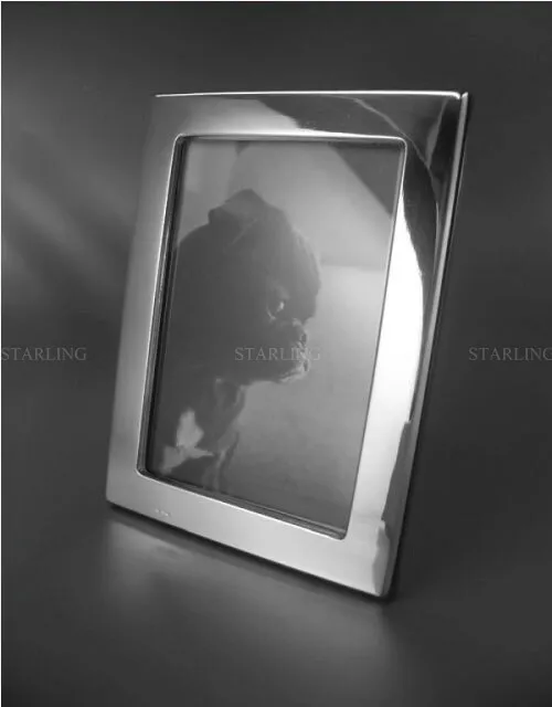 Small Plain Smooth And Elegant - Photo Frame 925 Sterling Mahogany Back (T2)