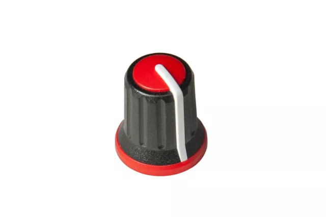 Rean schwarzer Kunststoffknauf mit rotem Einsatz und Markerlinie. Aufsteckbefestigung für 6mm