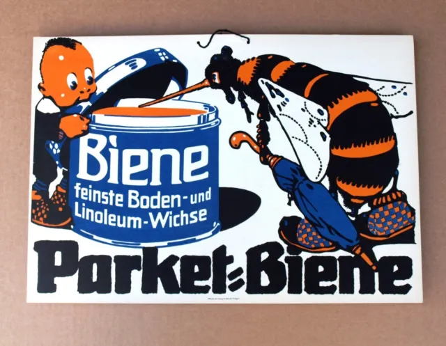 PARKETT BIENE Antikes Plakat Stuttgart um 1920 MAKELLOS Kobold Parkett L. KÜBLER 2