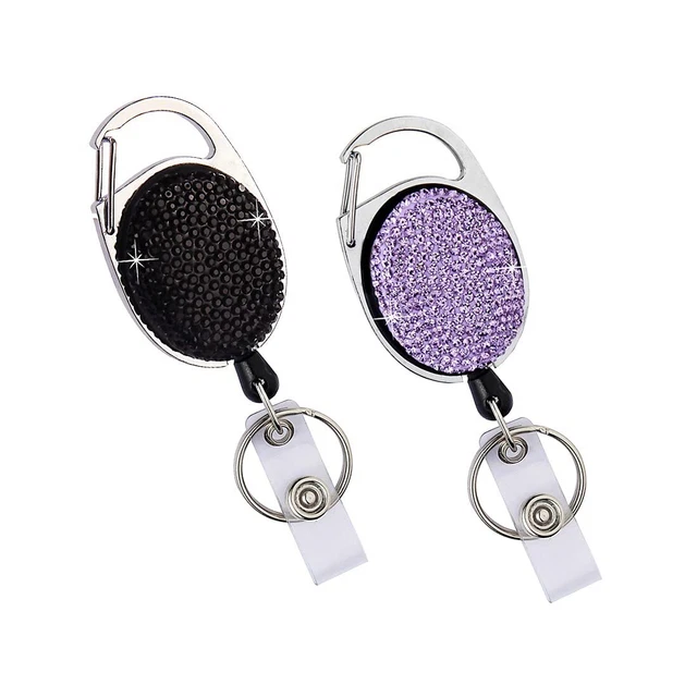 Intor Heavy Duty Badge Reel with Retractable Keychain Key Ring , Bling Id Bad...