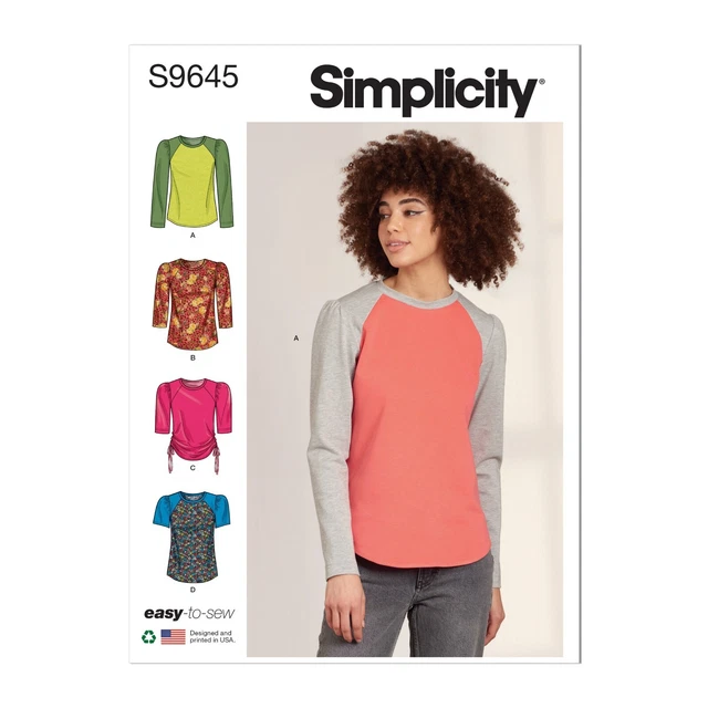 Prendas para el torso Simplicity Patrón de costura S9645 Misses Mujeres Damas y Plus xs-xxl