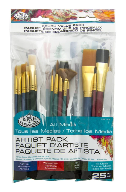 25 PC Artista Pennello & Palette Coltello Valore Set Misto Arte Craft 9387