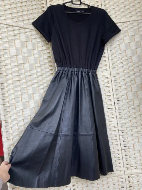 ASOS Women’s Dress Drawstring Real Leather Midi skirt Stretching Cotton Top UK12