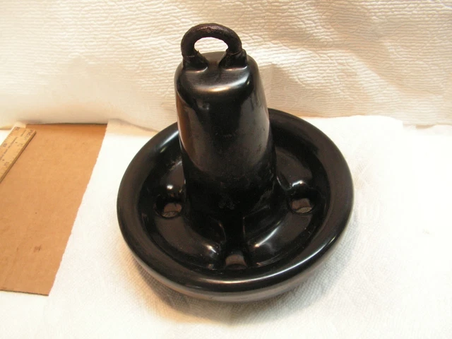 Vintage 16# Pound Black Plastic Heavy Coated Round Cast Iron Boat Anchor 7"
