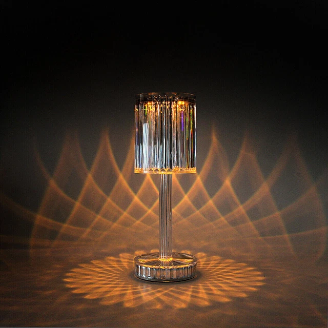 Lampada Tavolo Led Ricaricabile 3 Tonalita' Di Luce Effetto Cristallo 3