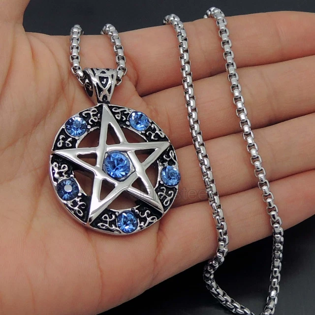 Zhubobo Men's Celtic Wiccan Pentagram Star Ring - Stainless Steel, Sizes 7-13, Silver & Gold