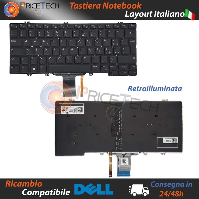 Tastiera Retroilluminata Ricambio RN86F Per Dell 7400 QWERTY Tastiera