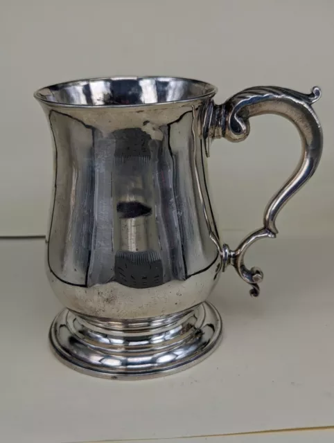 1766 Georgian George III solid silver tankard London crowned leopard hallmark