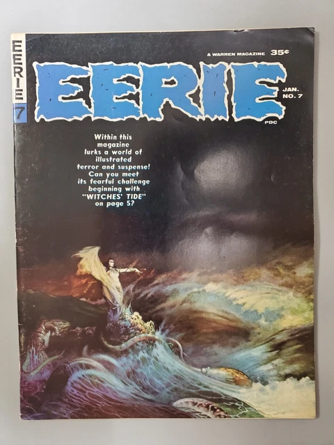 Eerie 7 VG/FN (5.0) Warren Frazetta Cover Gray Morrow Frontispiece Steve Ditko