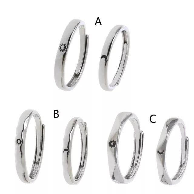 2 Pcs for Sun Moon Couple Rings Set Simple Love Rings for Family Membe