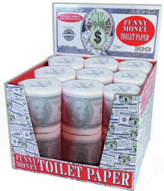 MONEY TOILET PAPER Roll 100 Dollar Bill Tissue TP Benjamin Funny Gag
