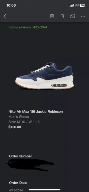 Nike Air Max 1 ‘86 Jackie Robinson - Size 10M - CONFIRMED ORDER -Sku FZ4831-400