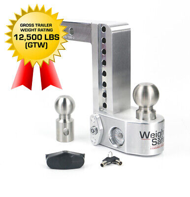 Weigh Safe WS8-2 8" Drop Hitch 2" Receiver w/ Tongue Weight Gauge 12,500LBS