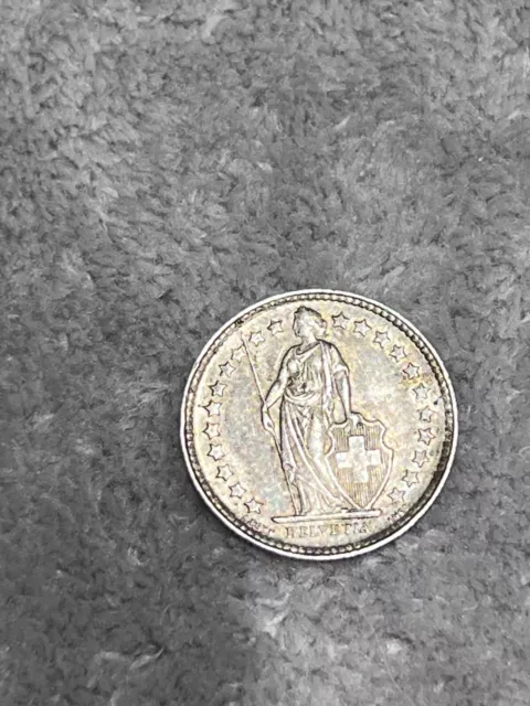 Swiss ½ Franc Coin 1952 Switzerland Silver (.835) Helvetia 1/2 One Half A04