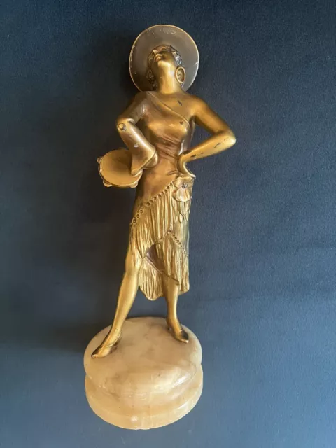 Art Deco Spanish Dancer Bronze Statuette By Josef Lorenzl c.1925