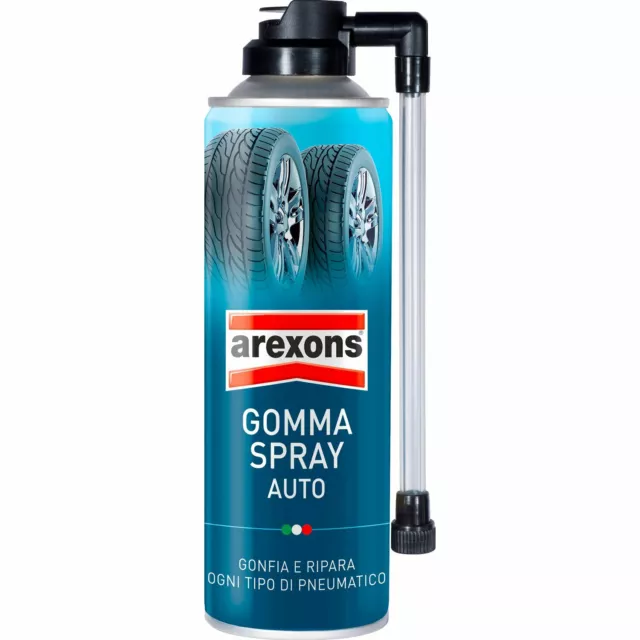 Gomma Spray Per Auto Sigilla Forature e Rigonfia Pneumatici Gomme Arexons 300 ML