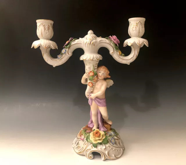 Antique Von Schierholz Porcelain Figurine Candlestick Hand painted Germany