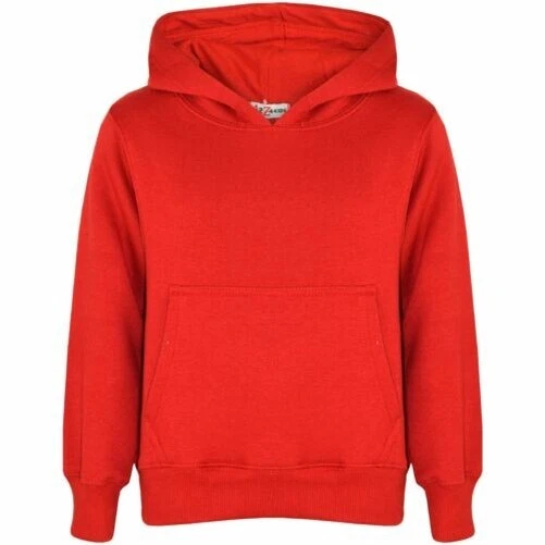 Bambine Ragazzi Felpa Top Rosso Tinta Unita con Cappuccio Maglioncini Anni 2-13